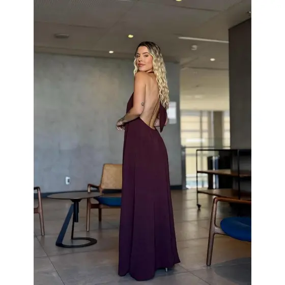 Vestido Feminino Costas Nua Longo Frente Única