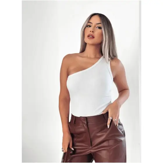 Blusa Regata Feminina Um Ombro Só Nula Manga Regata Mula Manca Feminina