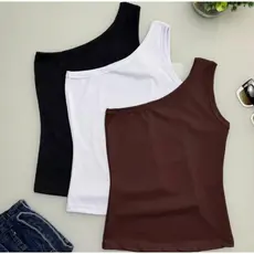 Kit c/ 3 Blusa Regata Feminina Um Ombro Só