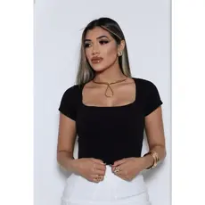 Blusa Cropped Básico Liso Manga Curta
