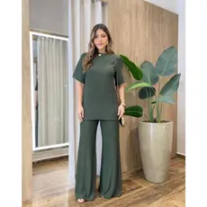 Conjunto Feminino Confortável Blusa Oversized e Calça Pantalona