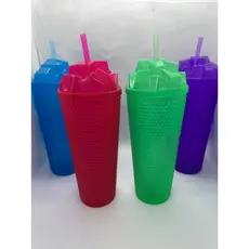 Copo com tampa cubo de gelo Colorido Canudo Luz led Bateria