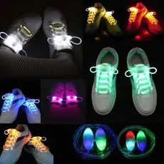 1 Par De Cadarços Luminosos Tênis Planos De Sapato De Lona Que Brilham No Escuro Cor Noturna Fluorescente Cadarço Acessó