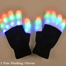 1 Par De Luvas Mágicas Piscantes De LED , Luva Colorida Brilhante Para Crianças E Adultos