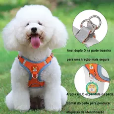 Kit Peitoral Colete para Cães Pequeno e Médio com Guia Inclusa, Ajustável Macio e Confortável para Passeio Diário