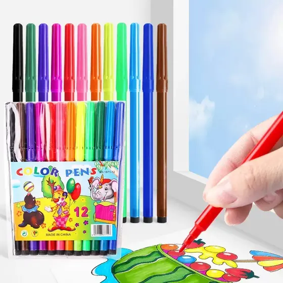 Kit caneta canetinha colorida escolar Lavavel com 24 cores Fine Line Coloridas Ponta Fina Fineliner Canetinha