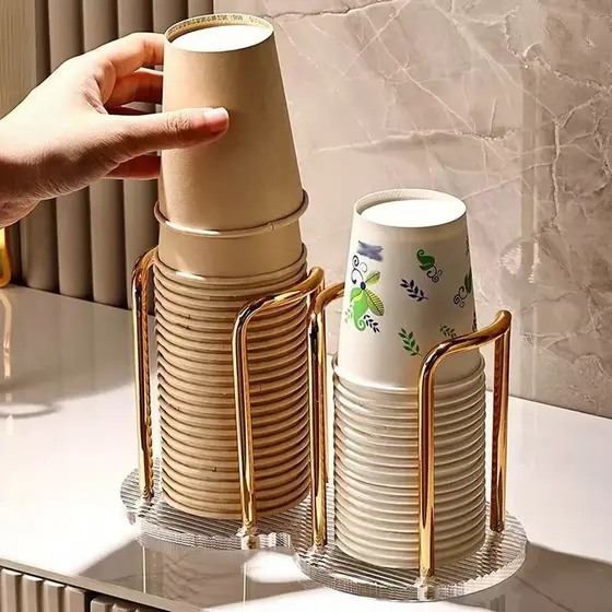 Suporte Para dourado Copos Acrílico Descartável De Chá De Água Prateleira Com Canecas Organizador Doméstico