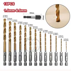 13Pcs Jogo De Brocas Hexagonais De Titânio Madeira Plástico Metal Alumínio Ferramenta de Impacto