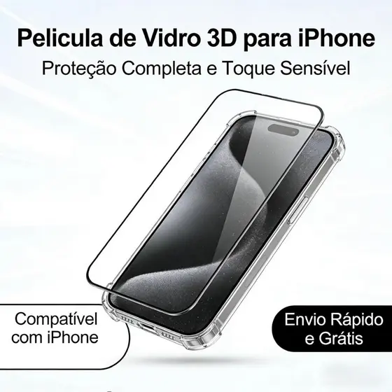ATÉ 5 PELÍCULAS GROSSO DE VIDRO 3D PARA IPHONE MODELOS PARA IOS XR 11 12 13 14 15 16 17 PRO MAX