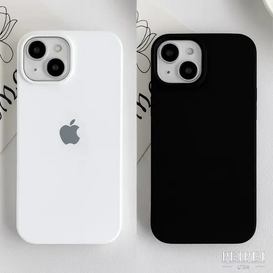 Capa Capinha Silicone Aveludada Premium PRETO BRANCO Para IPhone 11 12 13 14 15 16 17 PRO MAX PLUS