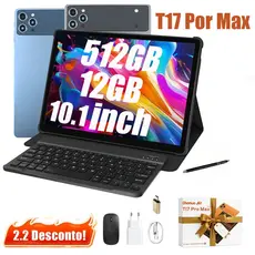 2026 Tablet T17 PRO MAX amx mouse teclado 12GB RAM 512GB ROM Android14 com case 10.1 polegadas câmera 32MP