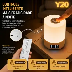 Abajur LED Touch Recarregável Luz Noturna USB com 3 Cores de Luz para Quarto e Mesa de Cabeceira