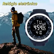 Relógio Esportivo Masculino à Prova d'Água com Pulseira de Silicone Leve Relógio Digital para Pulso Presente
