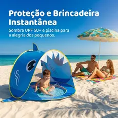 Tenda De Praia Pop-Up Infantil-Abrigo Solar UV Para Piscina E Brincadeiras Ao Ar Livre