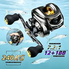 Kit Vara Lure Carbono + Pesca Com Marine Sports Pitching 7.2 : 1 Alta 10kg Max Molinete De Pesca Moline