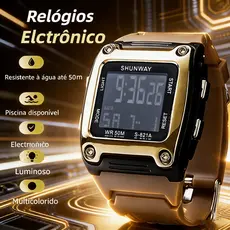 Relógio De Pulso Digital à Pprova De água Para Homem Cronógrafo LED Pulseira Desportiva Casual Em Silicone