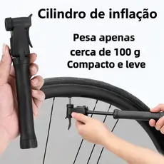 Mini bomba de bicicleta portátil em plástico com mecanismo push-pull, adequada para válvulas americanas e francesas