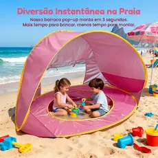Tenda De Praia Pop-Up Infantil-Abrigo Solar UV Para Piscina E Brincadeiras Ao Ar Livre