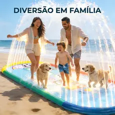 Splash Pad Tapete Parque Aquático 250CM Com Amarelinha E Jatos D‘Água Piscina Infantil de Sprinkler