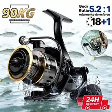 Kit Vara Lure Carbono + Molinete De Pesca De Metal EVA Max Arraste 10kg Cana Em Água Salgada Relação 5.2:1,18+1 Rolament