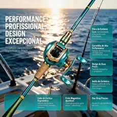 Kit Vara Lure Carbono + Pesca Com Marine Sports Pitching 7.2 : 1 Alta 10kg Max Molinete De Pesca Moline 2026