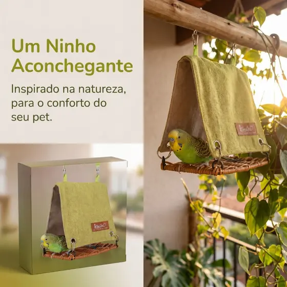 Ninho de pássaro Papagaio Verão Ninho Tecelagem Estilo Vime Balanço Rede- Calopsita, agapornes