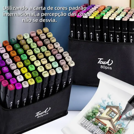 36/48/60/80/120 peças Caneta Marcadora De Cabeça Dupla Conjunto De Canetas De Aquarela Para Crianças