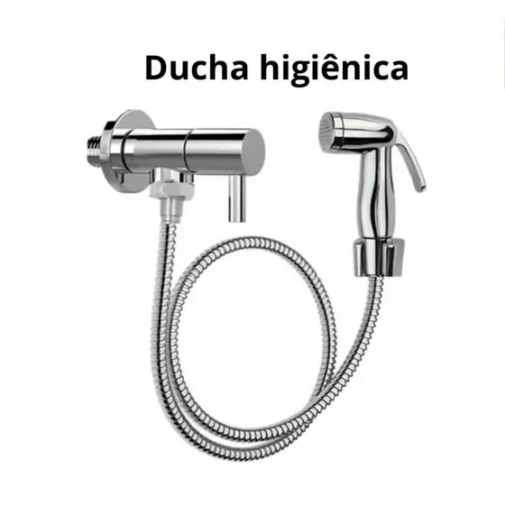 Ducha Higiênica ABS Cromada com Registro 1/4 de Volta, Mangueira e Suporte