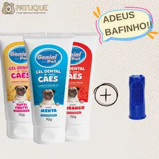 Creme dental e Escova Dedeira para Cães Cachorro Gato Genial Pet