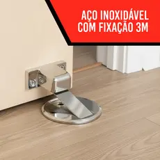 Prendedor Trava de Porta atração Magnética forte Slim Inox Cromado Adesivo fixador
