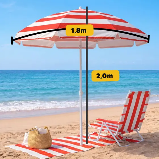 Guarda-Sol Gigante 1,80m Fator 70 Com Silver Piscina Praia Pesca
