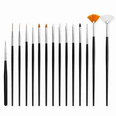 Kit 15 Pincéis Decoração De Unhas Manicure Profissional Artística Nail Art Unha Gel