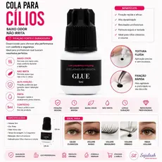 Cola Para Cílios Funmix  5ml Preta Baixo Odor Não Irrita Extensão De Cílios