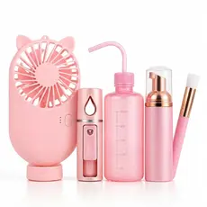 Kit Higienização de Cílios Extensão com Ventilador Nano Pump Pisseta e Pincel