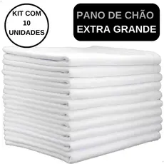Kit 10 Pano de Chão Branco Grande 48x60cm | Grosso Saco Duplo 100% Algodão Alta Absorção – Atacado