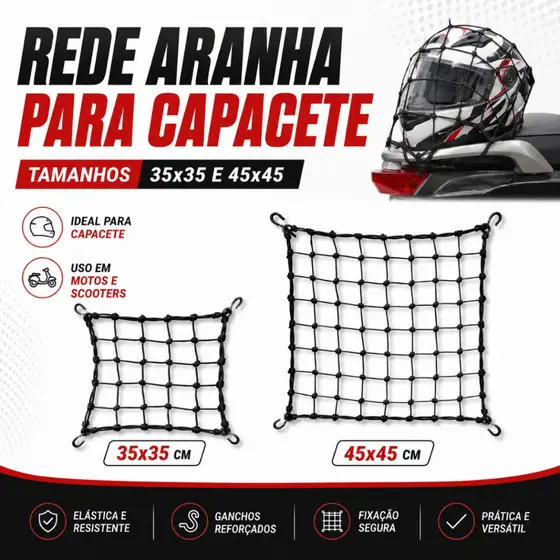 Rede Moto Elástico Aranha Grande 35x35 45x45