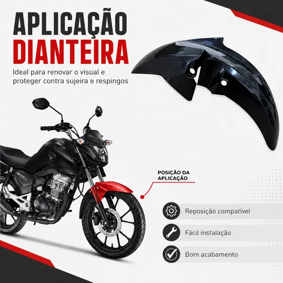 Paralama Preto Injetado Titan Fan Start 150 160 2014 A 2024 Dianteiro