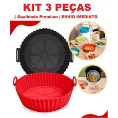 KIT 3 Forma De Silicone Para Air Fryer Forno Fritadeira Assadeira Reutilizável Antiaderente Flexível