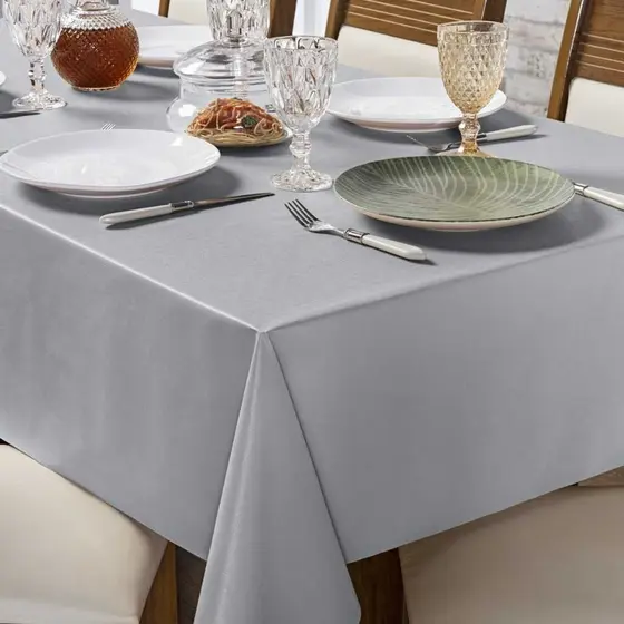 Toalha de Mesa 8 Lugares Térmica Impermeável PVC 1,40x2,50m Lavável Antimanchas Estilo Linho Proteção Calor