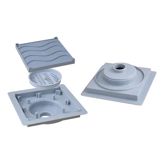 Ralo Para Banheiro 15x15 Oculto Invisível ABS Anti Odor Anti Inseto Quadrado Moderno Cinza