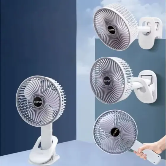 Ventilador de Mesa Portátil SUPER com Base de Clipe Multifuncional para Casa, Escritório e Viagem Voltmax