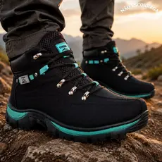 Bota Masculina  Coturno Adventure  Bota Trabalho Lona Reforçada Sola Borracha.