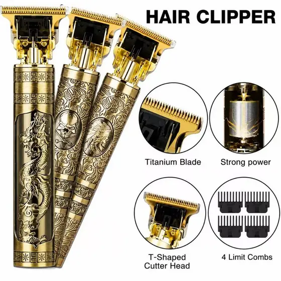 Máquina de Cortar Cabelo Dragão Aparador de Barba Masculino Sem Fio USB