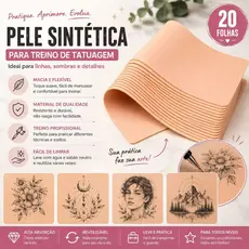 🎨 Folhas de Pele Artificial para Prática de Tatuagem Material Flexível Cor Pele Ideal para Treino de Linhas e Sombras