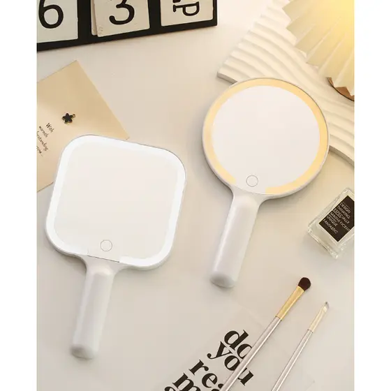 Espelho de mão com 3 Led recarregável tpey-c  para maquiagem