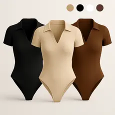 Kit 3 Body Polo Feminino Suplex Manga Curta Básico Premium Gola Polo Justo Confortável Atemporal