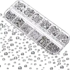 Kit Com 12 Strass Pedrinhas Brilhantes de Múltiplos Tamanhos Prata