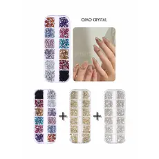 Cor, prata, ouro, 3 tipos de combinação de strass, adequado para nail art/maquiagem/decoração