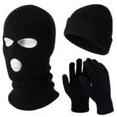 Kit Balaclava Luva Touca Ninja Máscara Motoqueiro Lã Térmica Unissex Inverno Trabalho