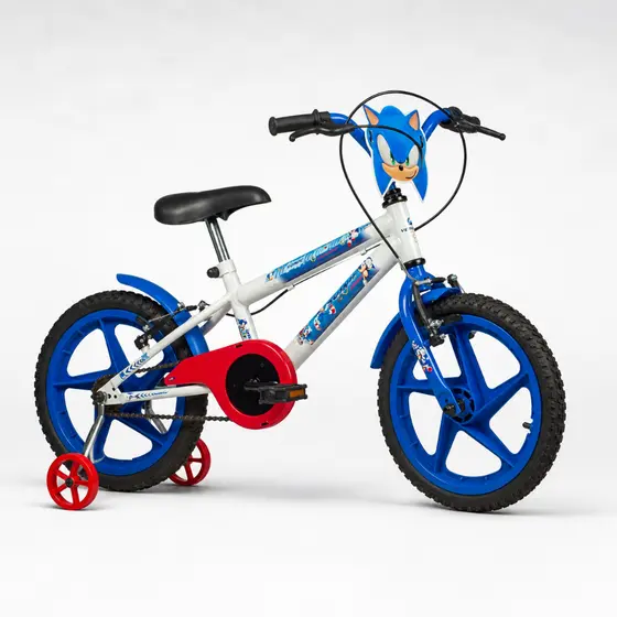 Bicicleta Infantil Com Rodinhas Menino Aro 16 Sonic Branco e Azul Verden Bikes